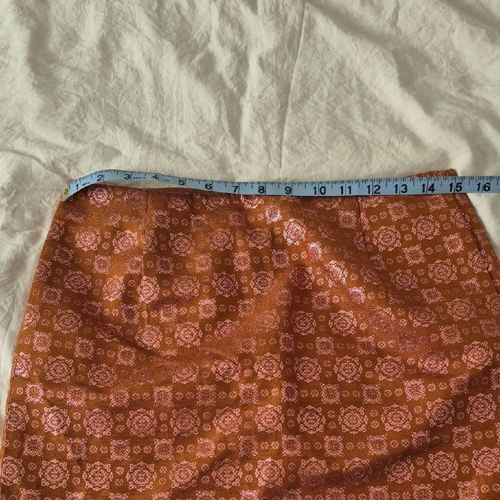 J. Crew Copper & Pink Silk & Metallic Mini Skirt with Pockets - Picture 6 of 8